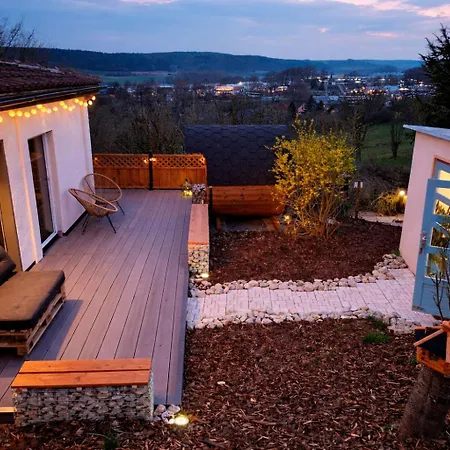 Mit Sauna, Kamin & Fernblick Im Steigerwald Шале *